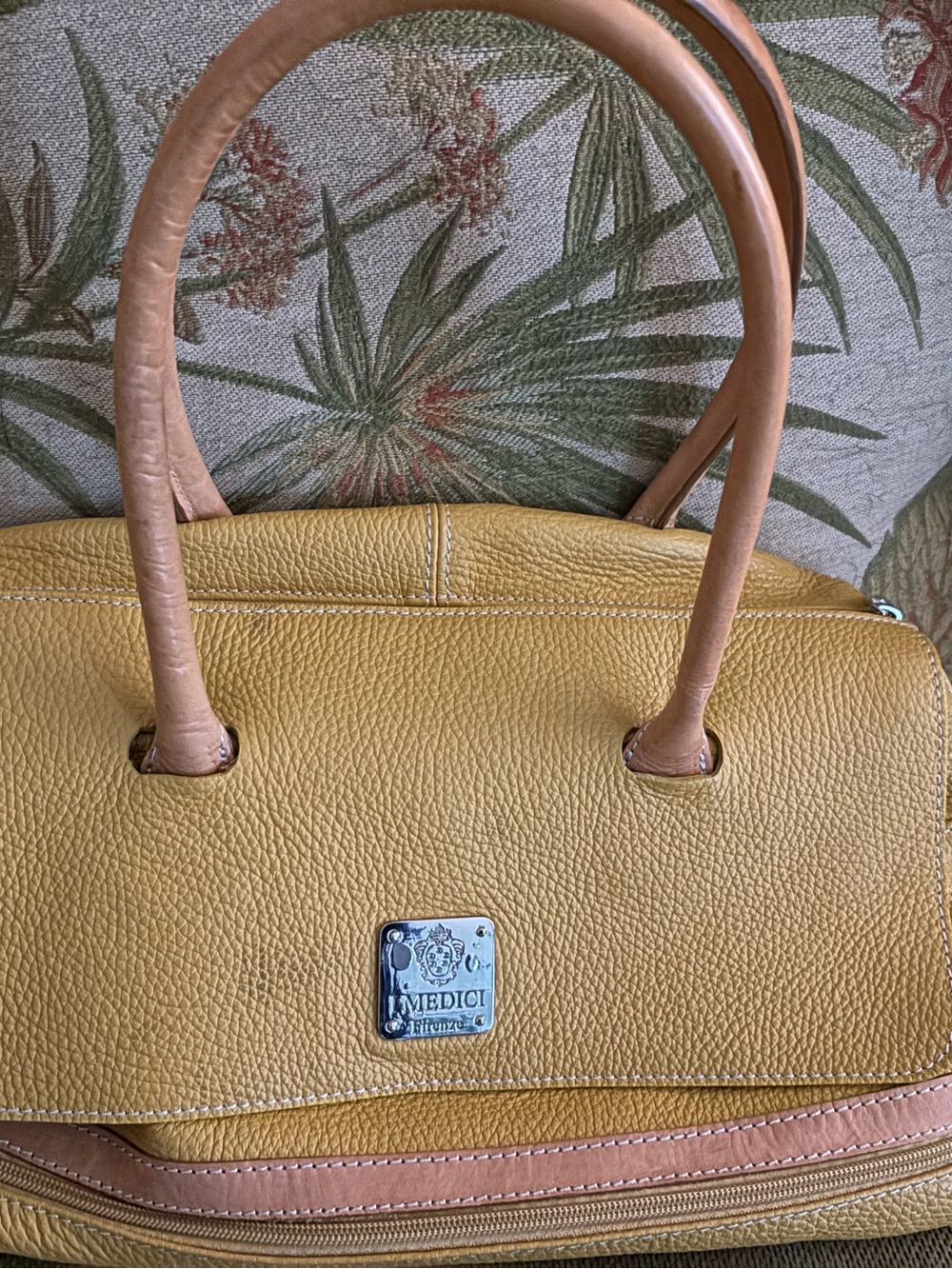 Yellow Leather I Medici Tote with Tan Handles